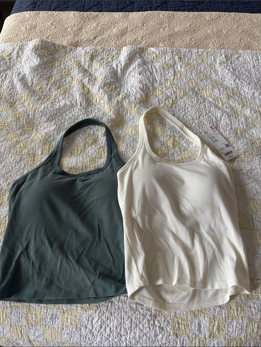 2 Uniqlo Open Back Halter Tops with Sewn-in Bra